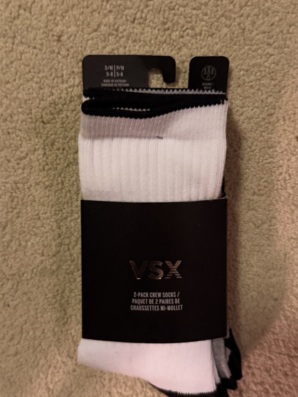 Victoria’s Secret VSX 2-Pack Crew Socks – Size S/M — New in original packaging.